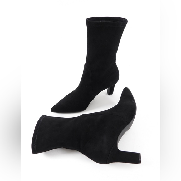 Like New Women’s Size 6 Stuart Weitzman Brandie Mid Calf Suede Booties In Black - Picture 3 of 14